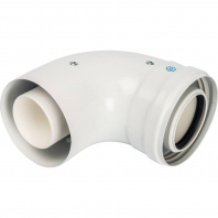 SCA-8610-210090 STOUT Элемент дымохода конденсац. колено 90°/ адаптер 90° DN60/100 м/п PP-FE (совместим. с Baxi,Viessmann)