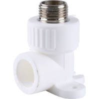 Kalde  20*1/2 Угольник с наружной резьбой с креплением для полипропиленовых труб под сварку (цвет белый)