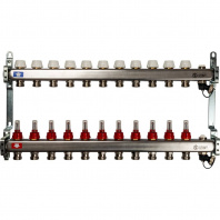 SMS-0927-000011 STOUT Коллектор из нержавеющей стали с расходомерами, с клапаном вып. воздуха и сливом 11 вых.