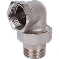 SFT-0057-000001 STOUT Разъемное угловое  соединение "американка" ВН, уплотнение под гайкой o-ring кольцо, никелированное 1"