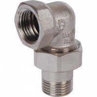 SFT-0057-000012 STOUT Разъемное угловое  соединение "американка" ВН, уплотнение под гайкой o-ring кольцо, никелированное 1/2